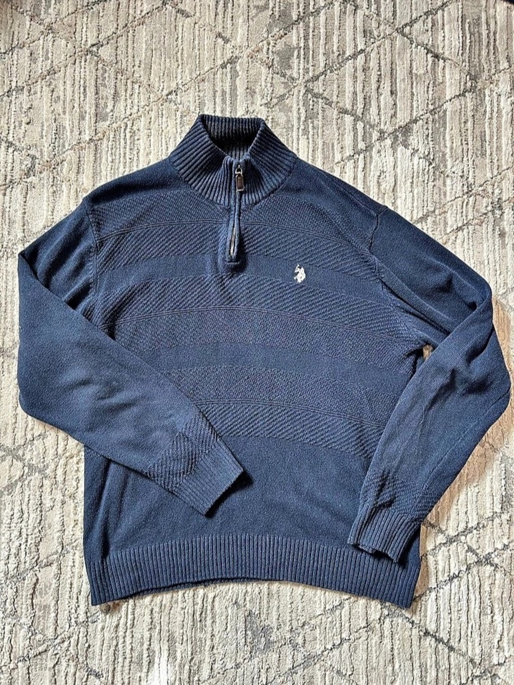 U.S. Polo Assn. Men's Quarter-Zip Sweater Blue XL Like New